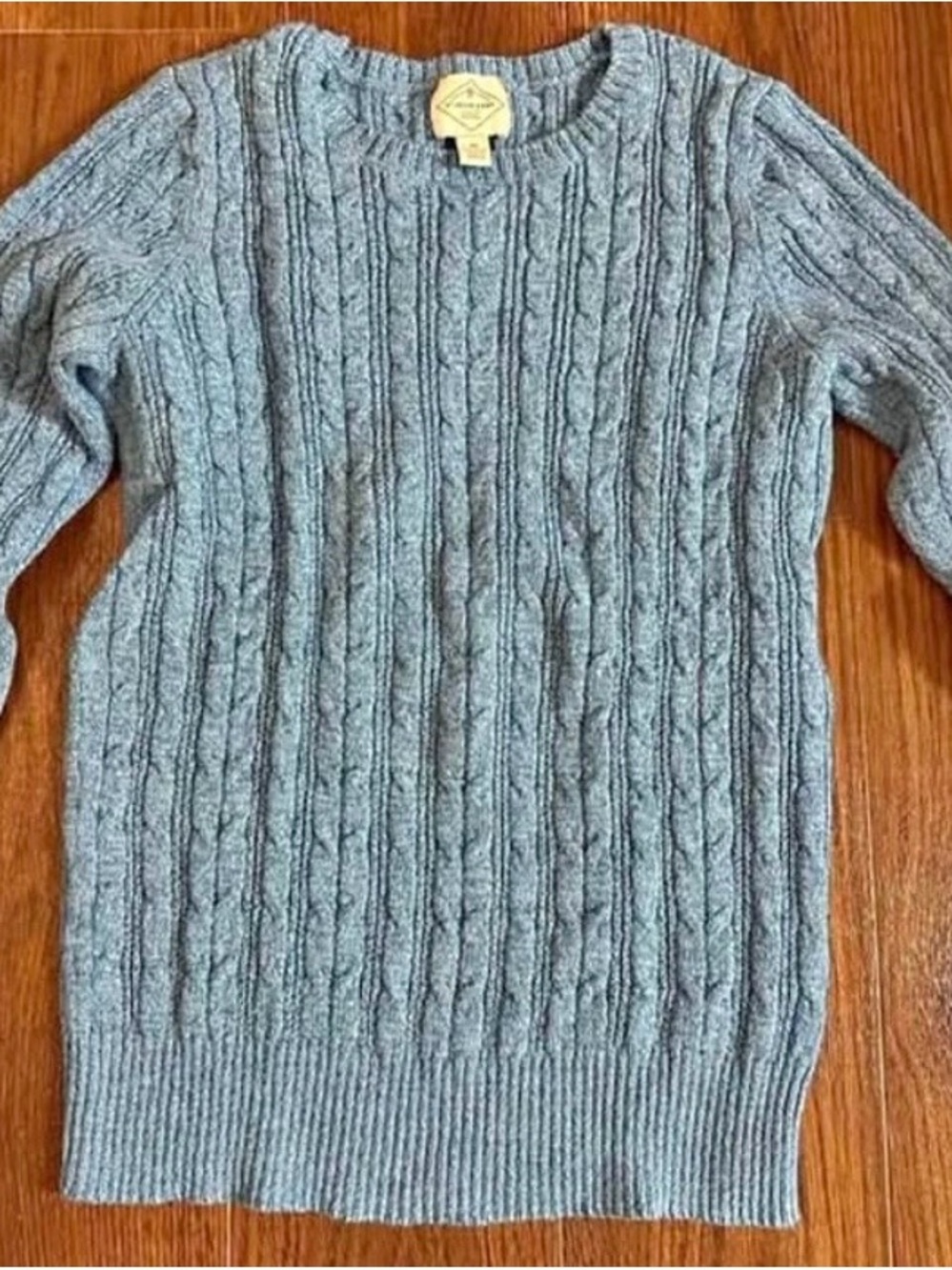 Cable-Knit Crewneck Sweater - Light Blue